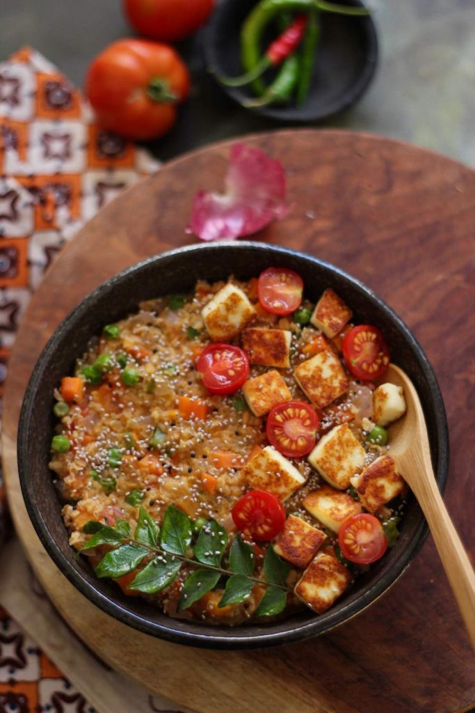 A nourishing bowl of oats for dinner - a balanced meal in a bowl