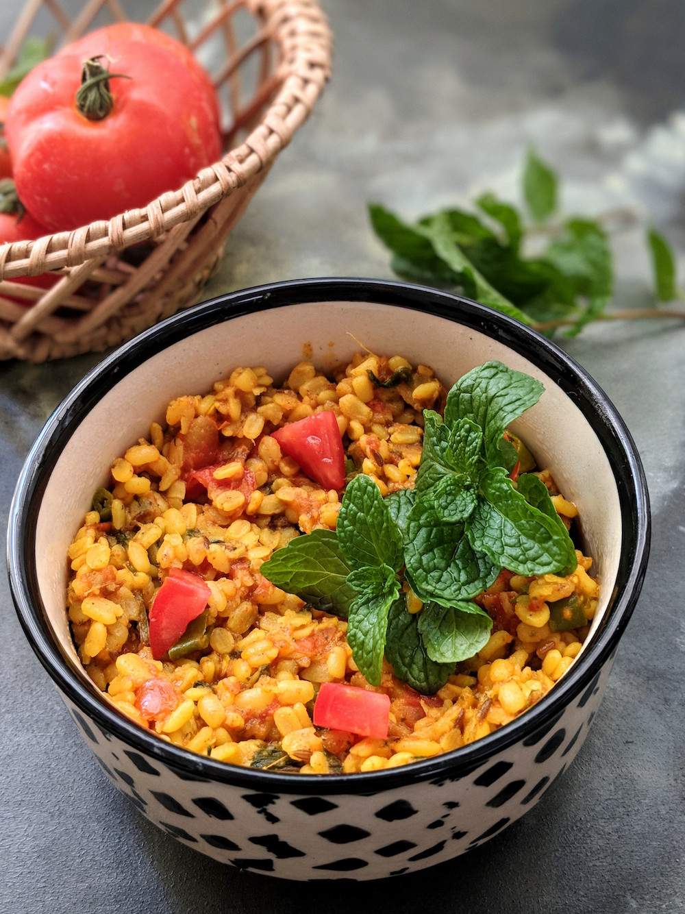moong dal recipe with tomato and mint