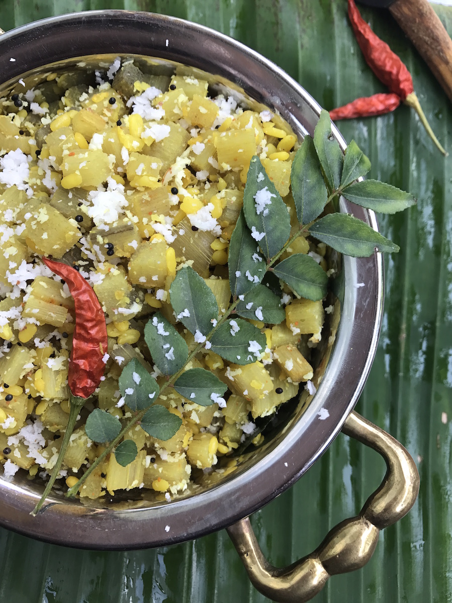 Banana Stem Curry Vazhaithandu with moong dal Saffron