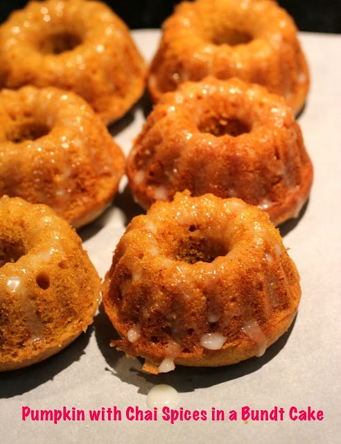 Chai Spiced Mini Pumpkin Mini Bundts with glaze - #bundtamonth Recipe ...