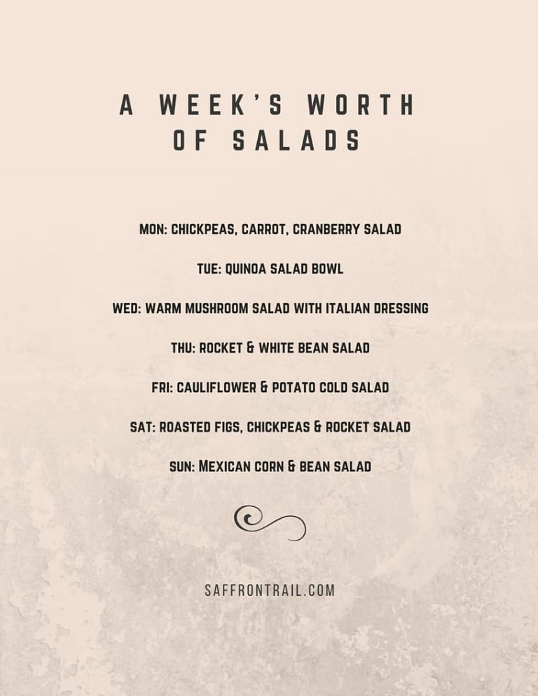 Week Chart Salad Weekly Menu Plan: A Week's Worth of Salads | Saffron Trail
