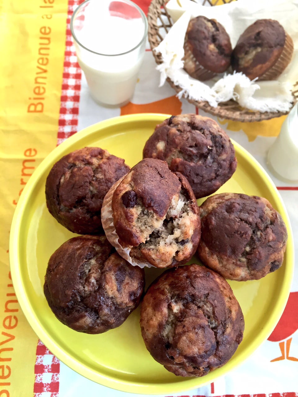 Banana Muffins with Choco Swirls