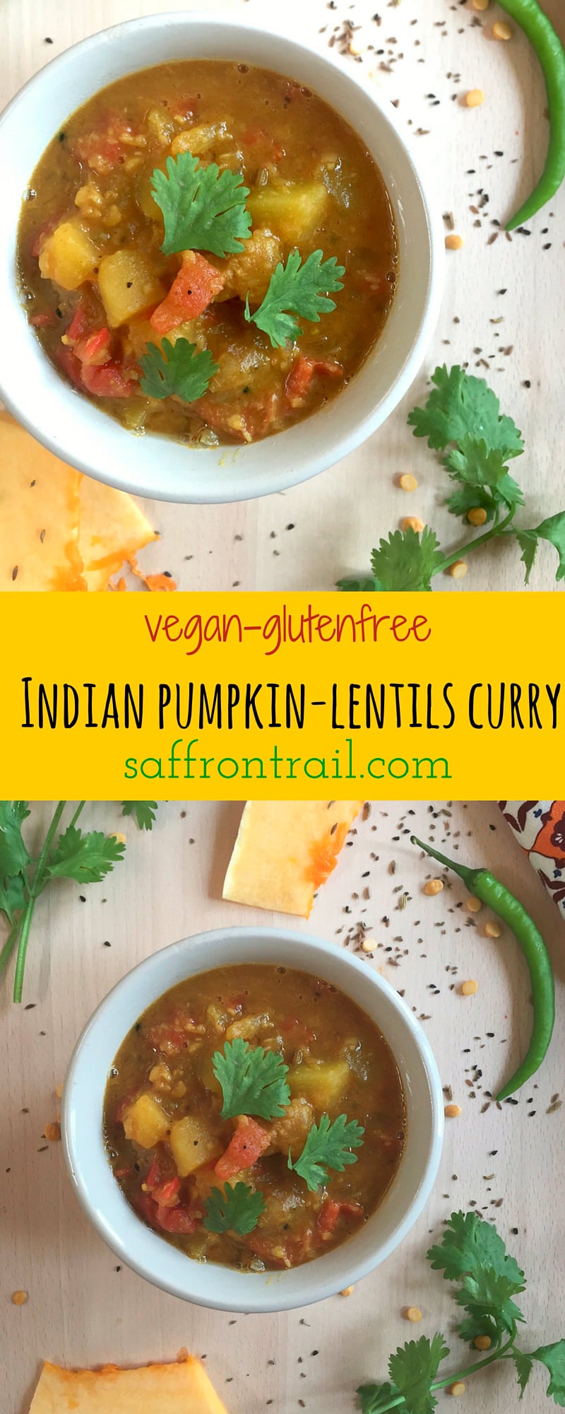 Indian Pumpkin Curry with Dal Recipe | Saffron Trail
