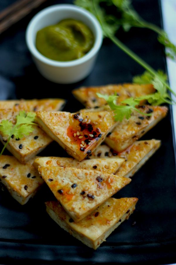 baked-tofu-maple-glaze-01 Baked Tofu with Maple Glaze and Mango Basil Dipping Sauce