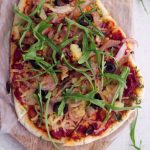 Naan Pizza with Caramelised Onions and Black Olives