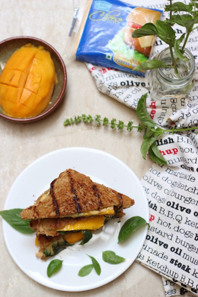 Mango Basil Grilled Cheese Sandwich an amazing flavour combination