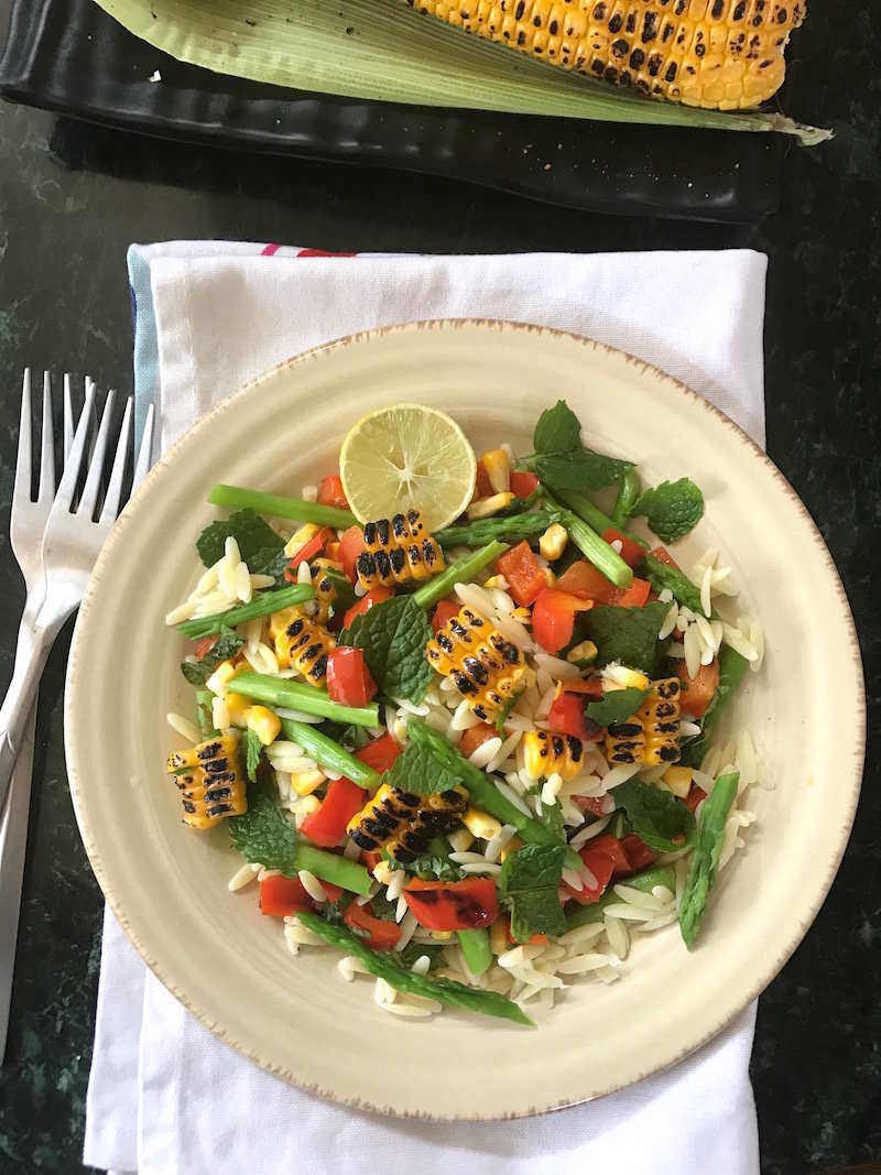 grilled corn salad with orzo