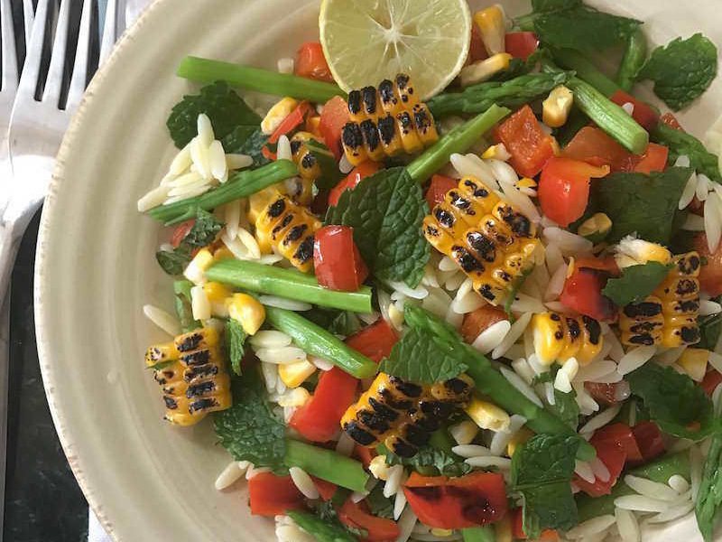 grilled corn salad with orzo