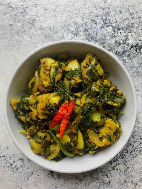 Saag Aloo Recipe - Easy Vegan Potato and Greens Dry Curry