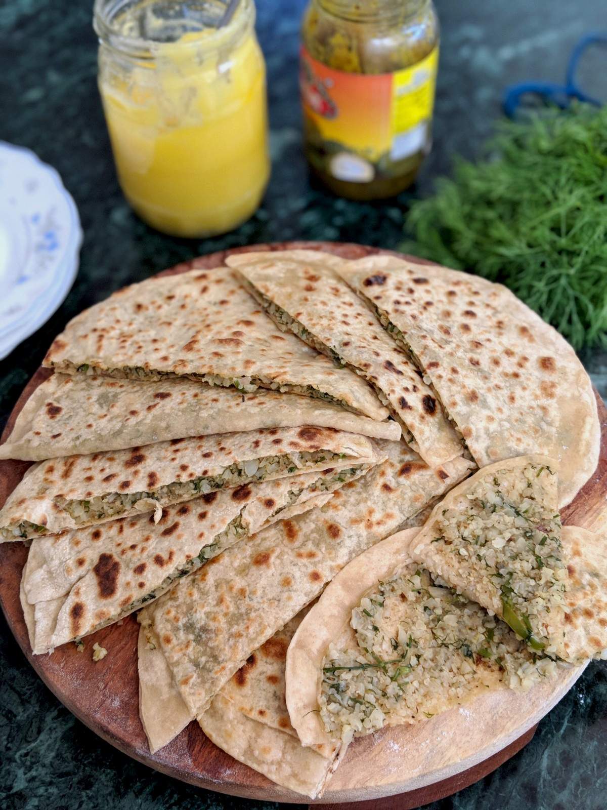 cauliflower parathas - gobhi paratha recipe with dill
