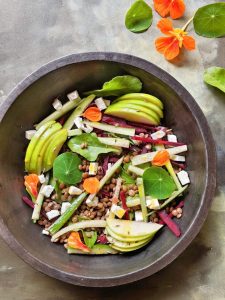 Lentil Salad with Feta + Lemon Turmeric Sunshine Dressing