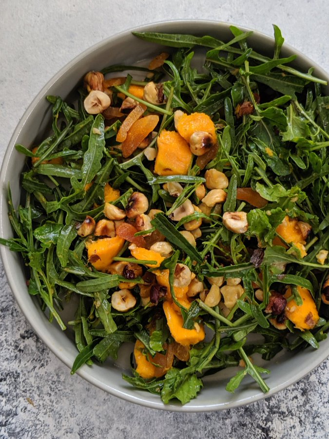 mango rocket hazelnut salad