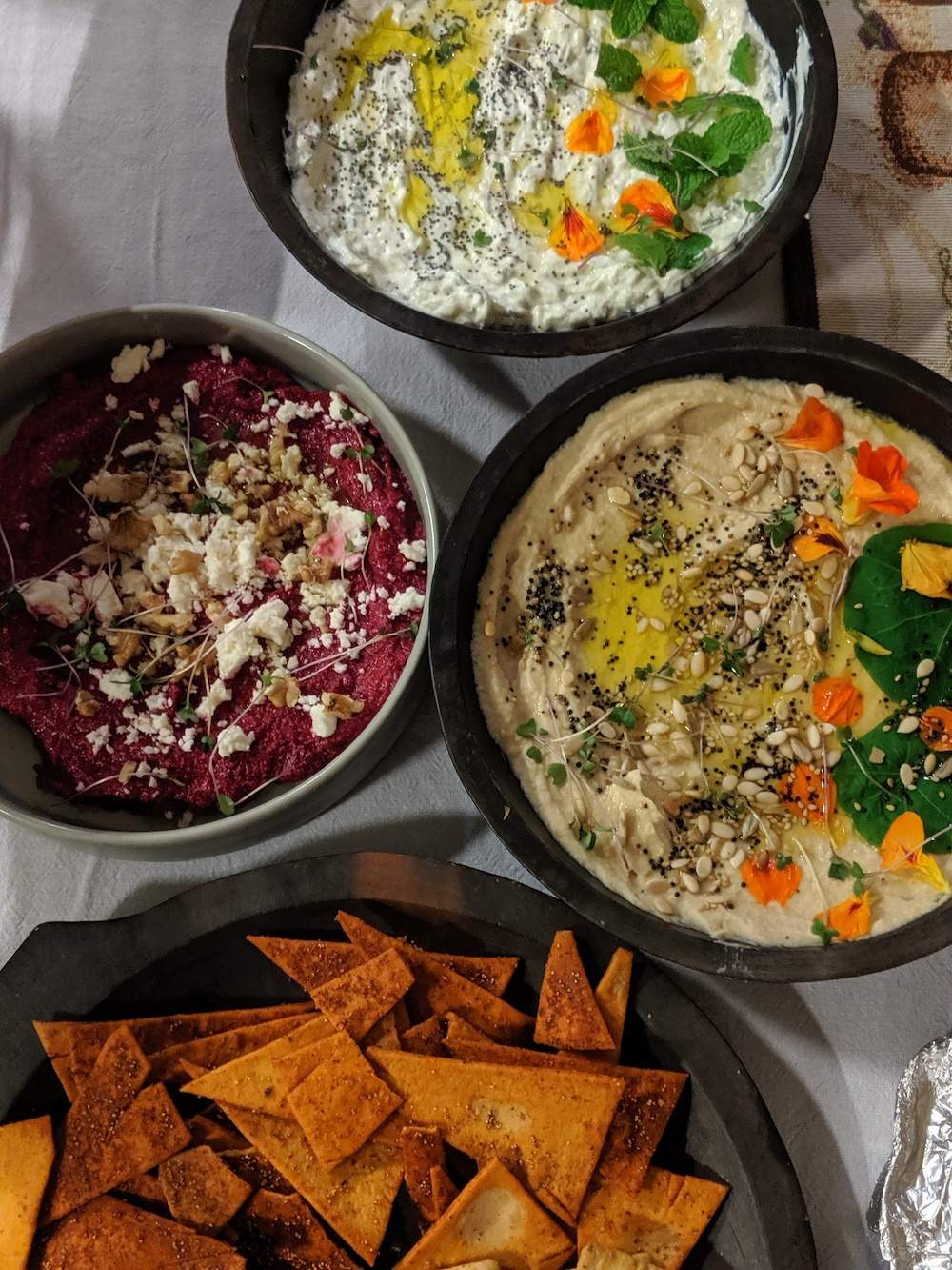 trio of dips for a party