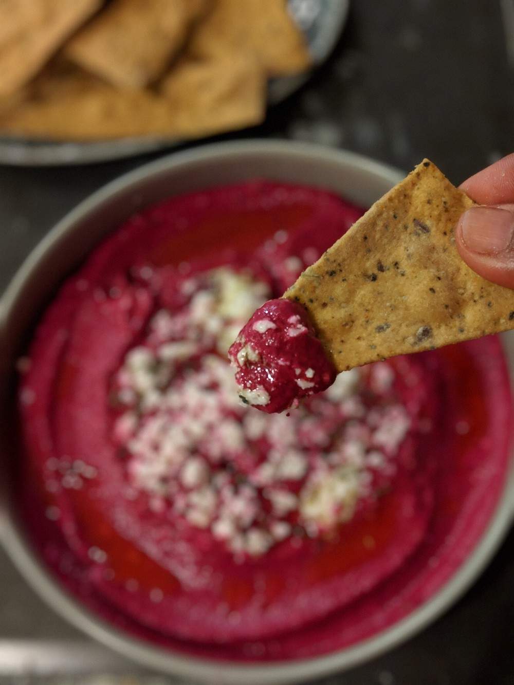 beet feta walnut dip