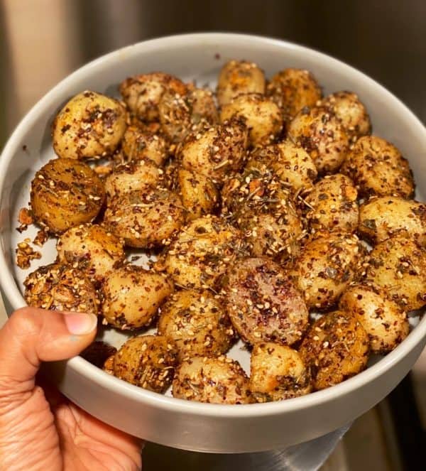 Pan Roasted Baby Potatoes with Garlic and Herbs Vegan & GF
