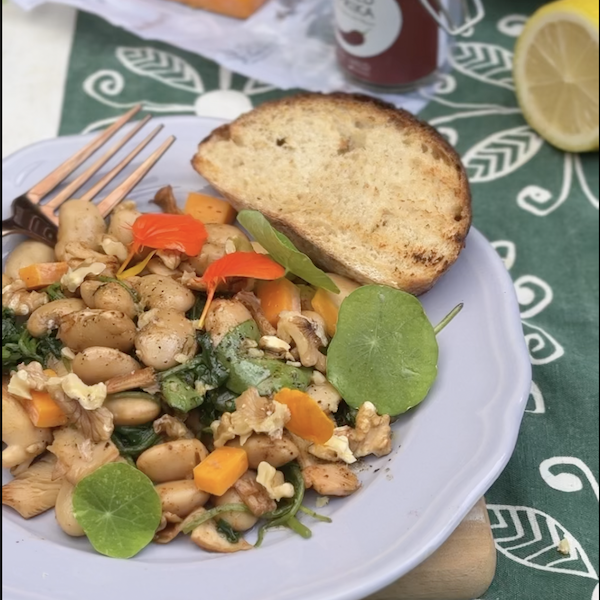bean mushroom spinach salad